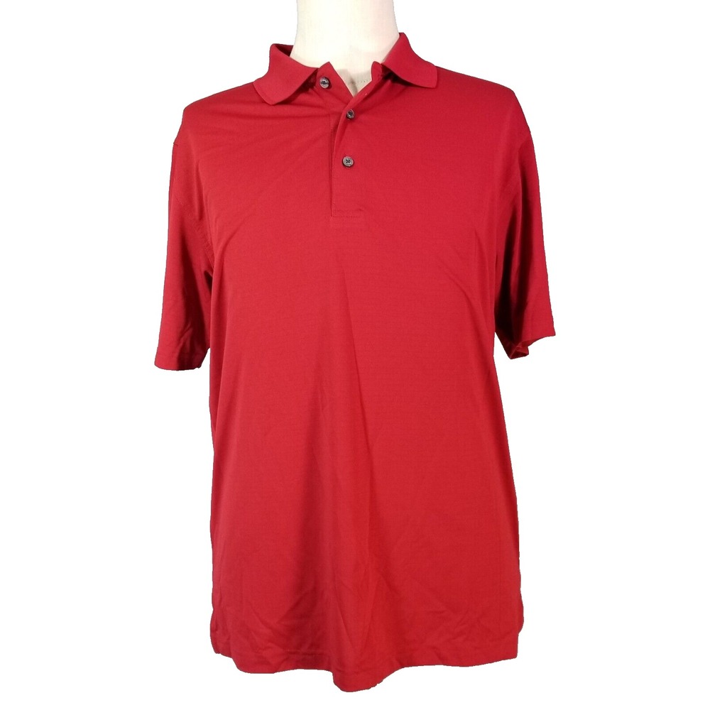 Ben Hogan Polo Mens L Red Golf Performance Short Sleeve Moisture Wicking